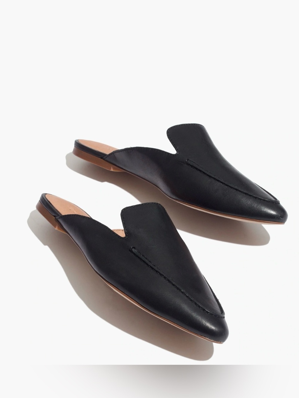 Madewell Frances Skimmer Leather Mules In Black Size 8
